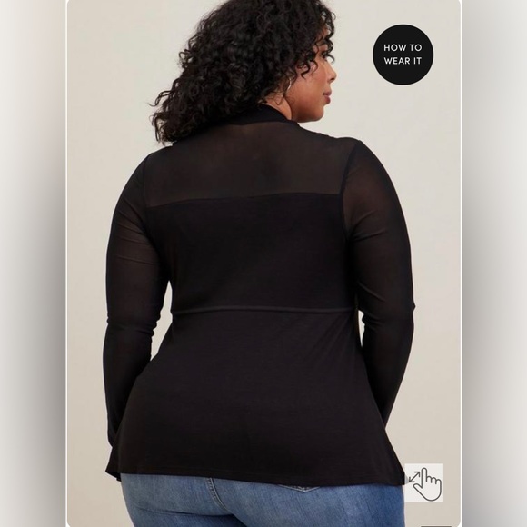 High Neck Mesh Long Sleeve Corset Fit & Flare babydoll peplum Top Sexy Size 3 - Picture 2 of 5